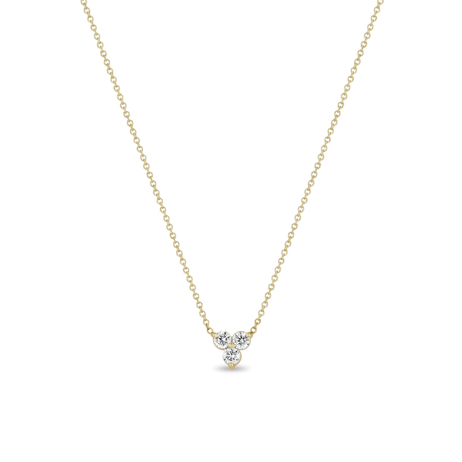Zoë Chicco 14k Gold Prong Diamond Trio Necklace – ZOË CHICCO