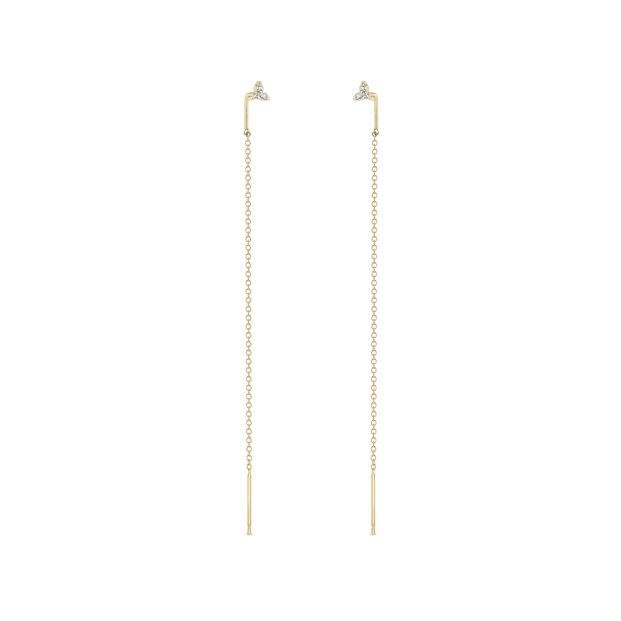Zoë Chicco 14k Gold Prong Diamond Trio Threader Earrings
