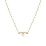 Zoë Chicco 14k Gold Pearl & Prong Diamonds Round Bar Necklace