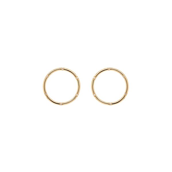 14k Scattered Diamond Circle Earrings - SALE