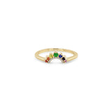 Zoë Chicco 14k Gold Graduated Prong Rainbow Sapphire & Pavé Diamond Double Arch Ring