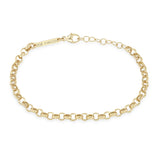 Zoe Chicco 14k gold chain bracelet on a white background with 'Zoe Chicco' branding.