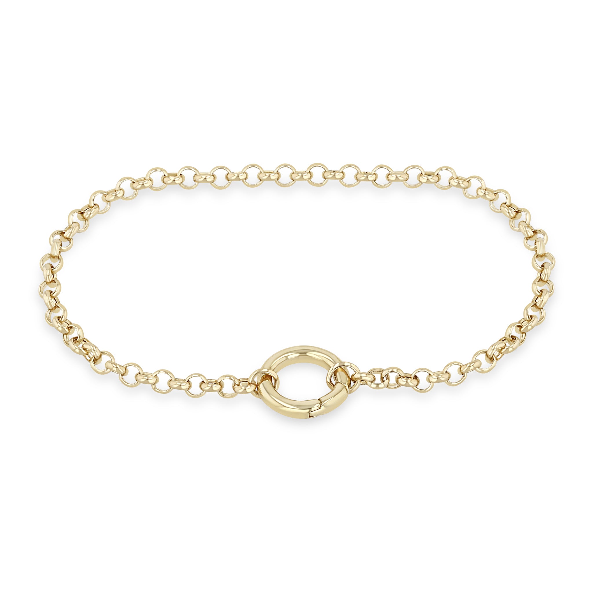 Zoe Chicco 14k Medium Rolo Chain Enhancer Bracelet on a white background