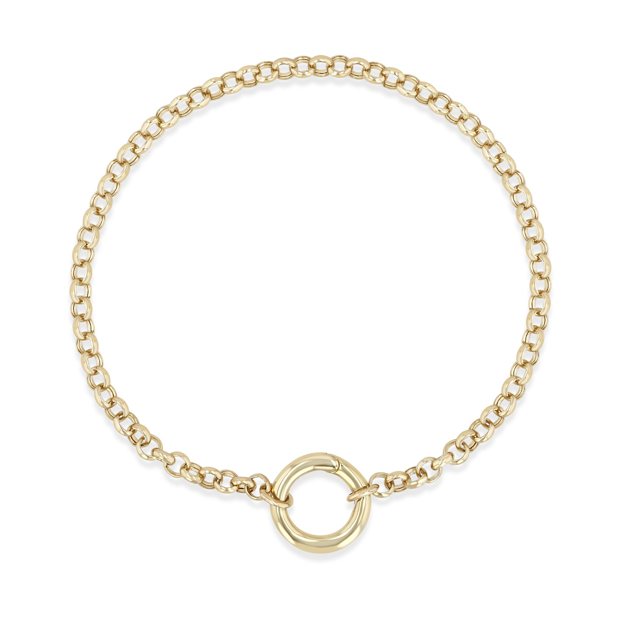 Zoe Chicco 14k Medium Rolo Chain Enhancer Bracelet on a white background