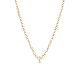 14k Mixed Diamond Bezel Barbell Medium Rolo Chain Necklace