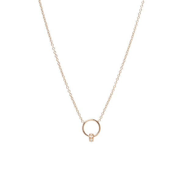 14k Pavé Diamond Rondelle Bead Circle Necklace - SALE