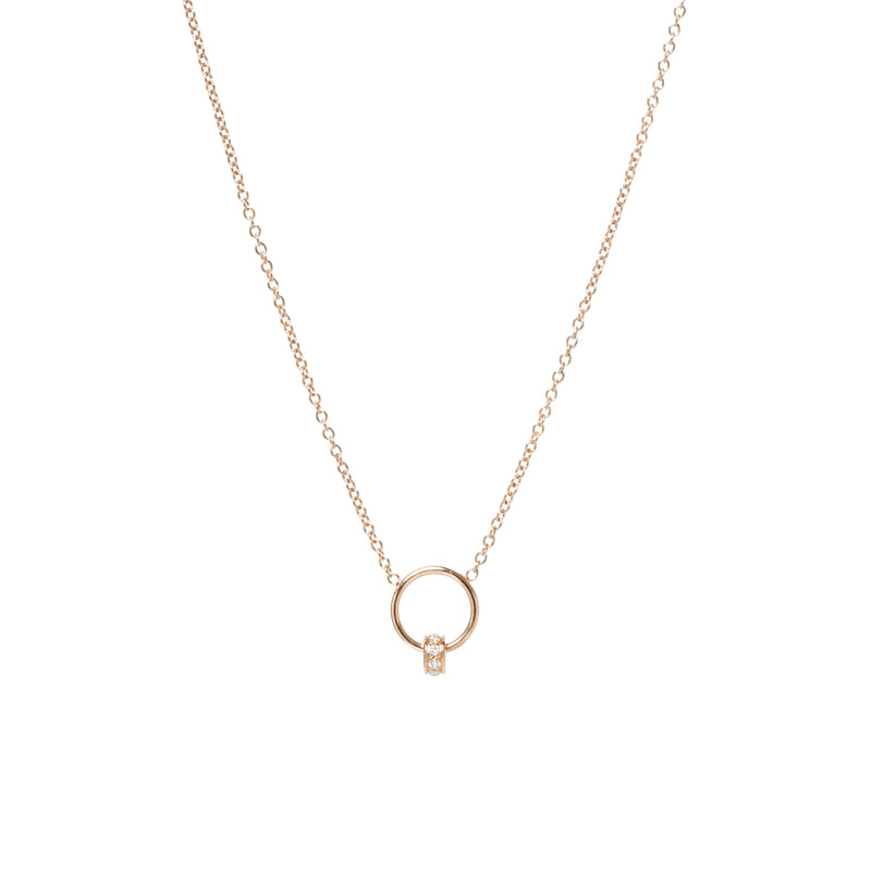 14k Pavé Diamond Rondelle Bead Circle Necklace - SALE