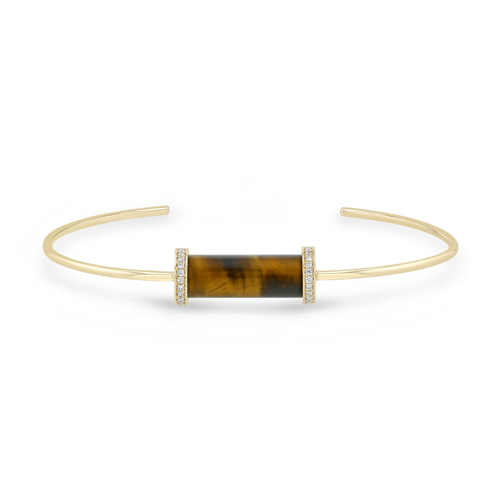 Zoe Chicco 14k Diamond Tiger Eye Tube Cuff