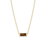 Zoe Chicco 14k Diamond Tiger Eye Tube Medium Rolo Chain Necklace