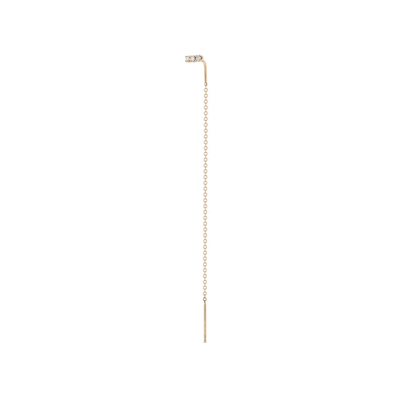 Single Zoë Chicco 14k Gold 3 Diamond Bar Chain Threader Earring