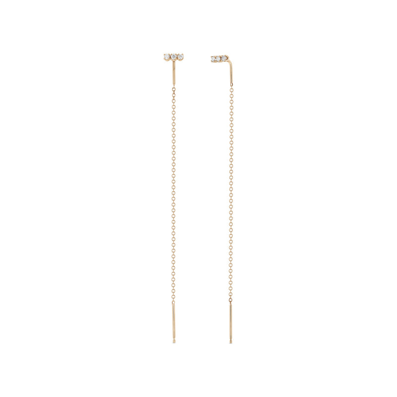 Zoë Chicco 14k Gold 3 Diamond Bar Chain Threader Earrings