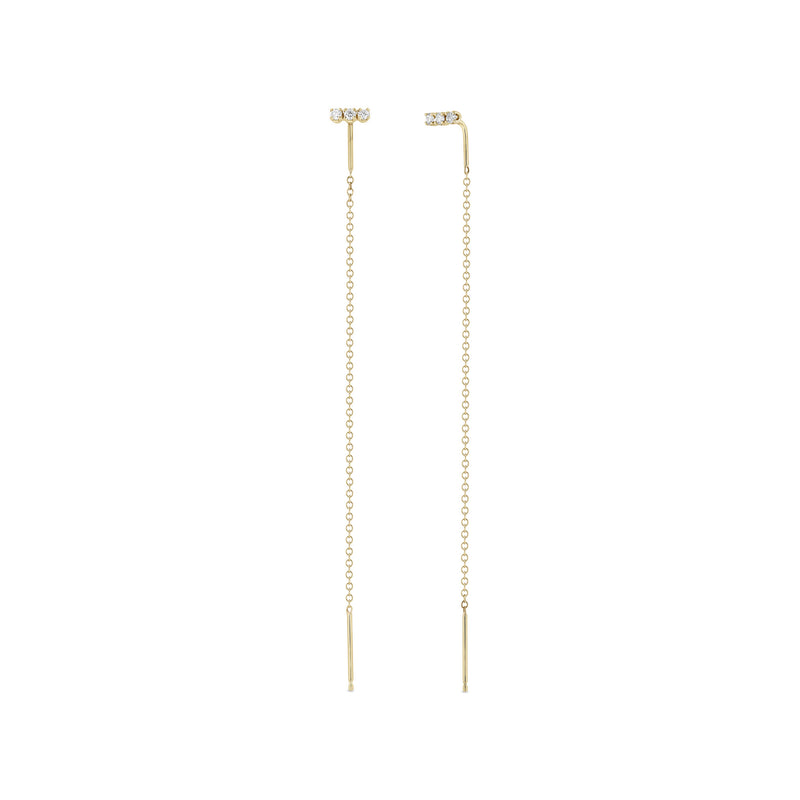 Zoë Chicco 14k Gold 3 Diamond Bar Chain Threader Earrings