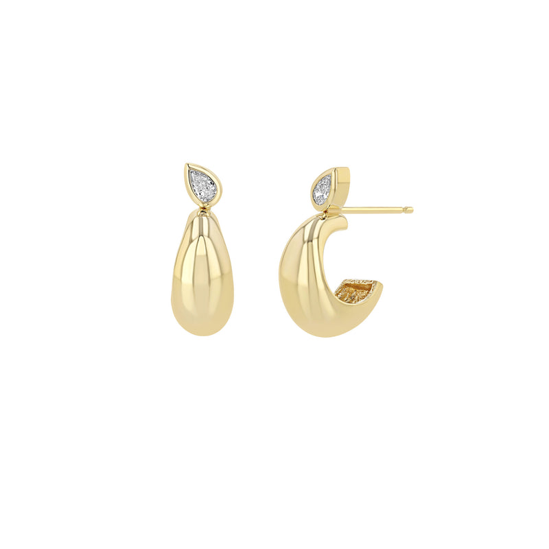 Zoë Chicco 14k Gold Pear Diamond Bezel Small Aura Huggie Hoop Earrings
