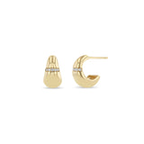 Zoë Chicco 14k Gold Pavé Diamond Line Small Aura Huggie Hoop Earrings