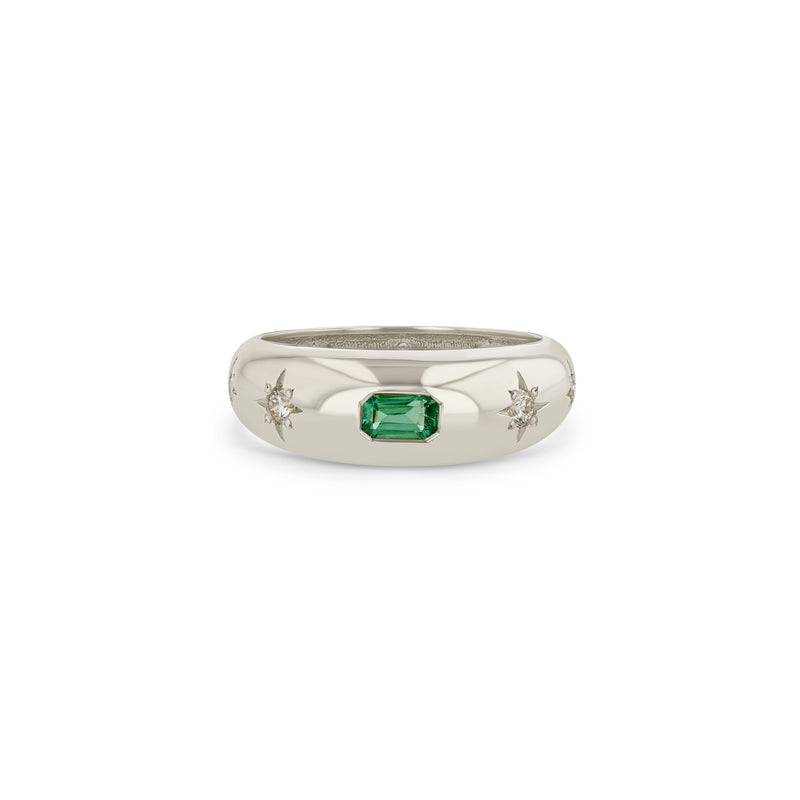 Zoë Chicco 14k Gold Emerald Cut Emerald & Graduating Diamonds Small Aura Ring