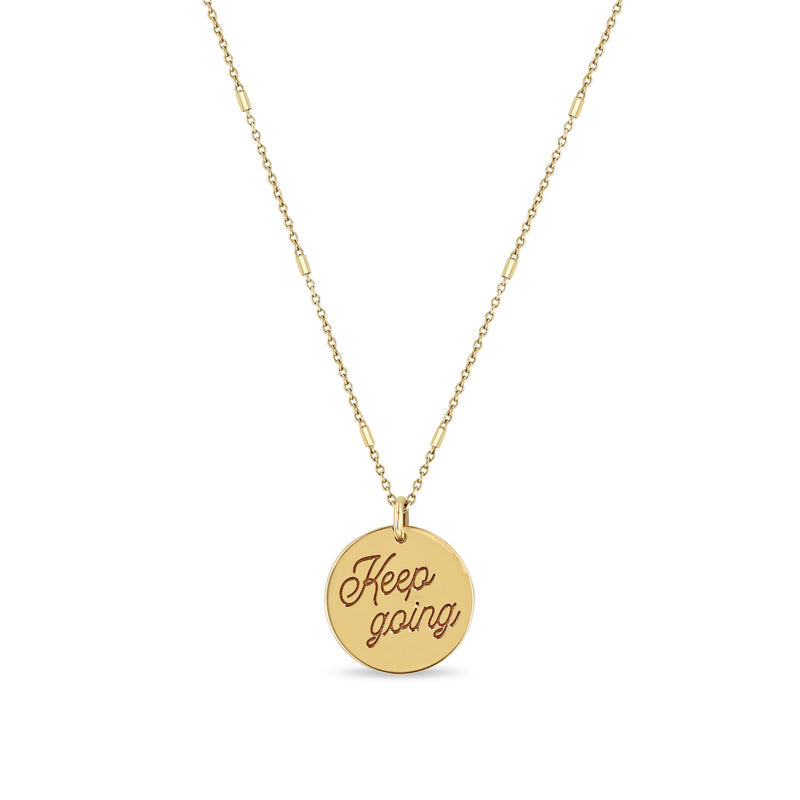 14k Amore "Keep going" Disc Bar and Cable Chain Necklace - SALE