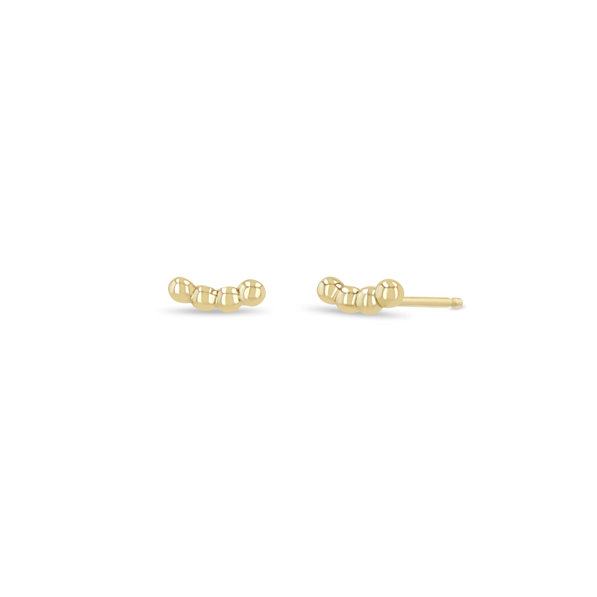 Zoë Chicco 14k Gold Small Beaded Curve Stud Earrings