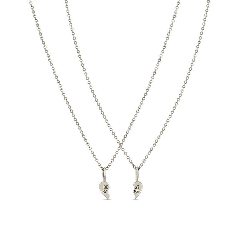 Zoë Chicco 14k White Gold Itty Bitty Best Babe Friendship Necklace Set