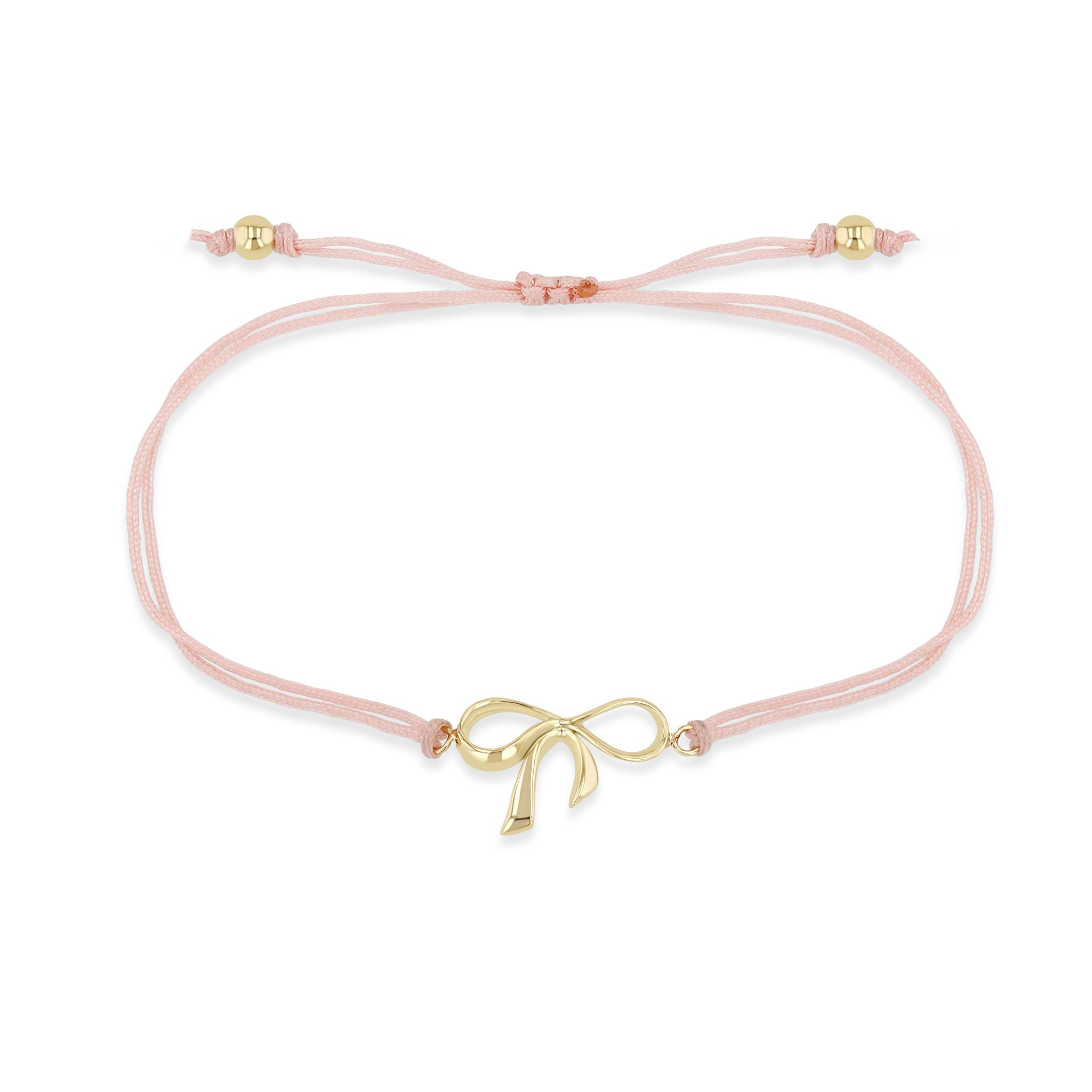 Zoë Chicco 14k Gold Bow Thick Cord Bracelet in Light Pink