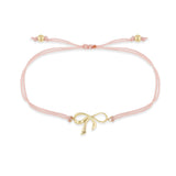 Zoë Chicco 14k Gold Bow Thick Cord Bracelet in Light Pink