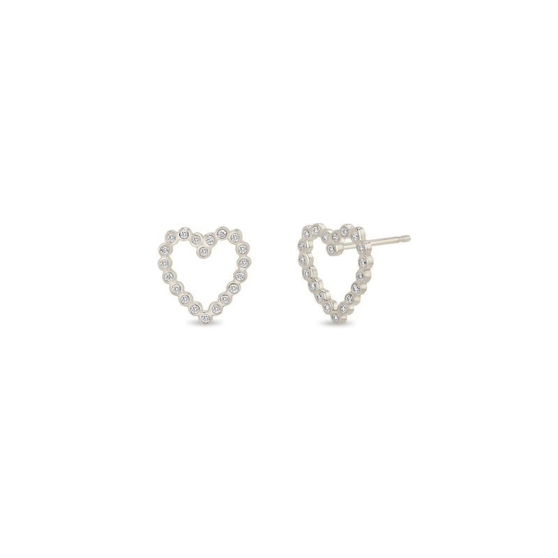 Zoë Chicco 14k Gold Small Diamond Bezel Heart Stud Earrings