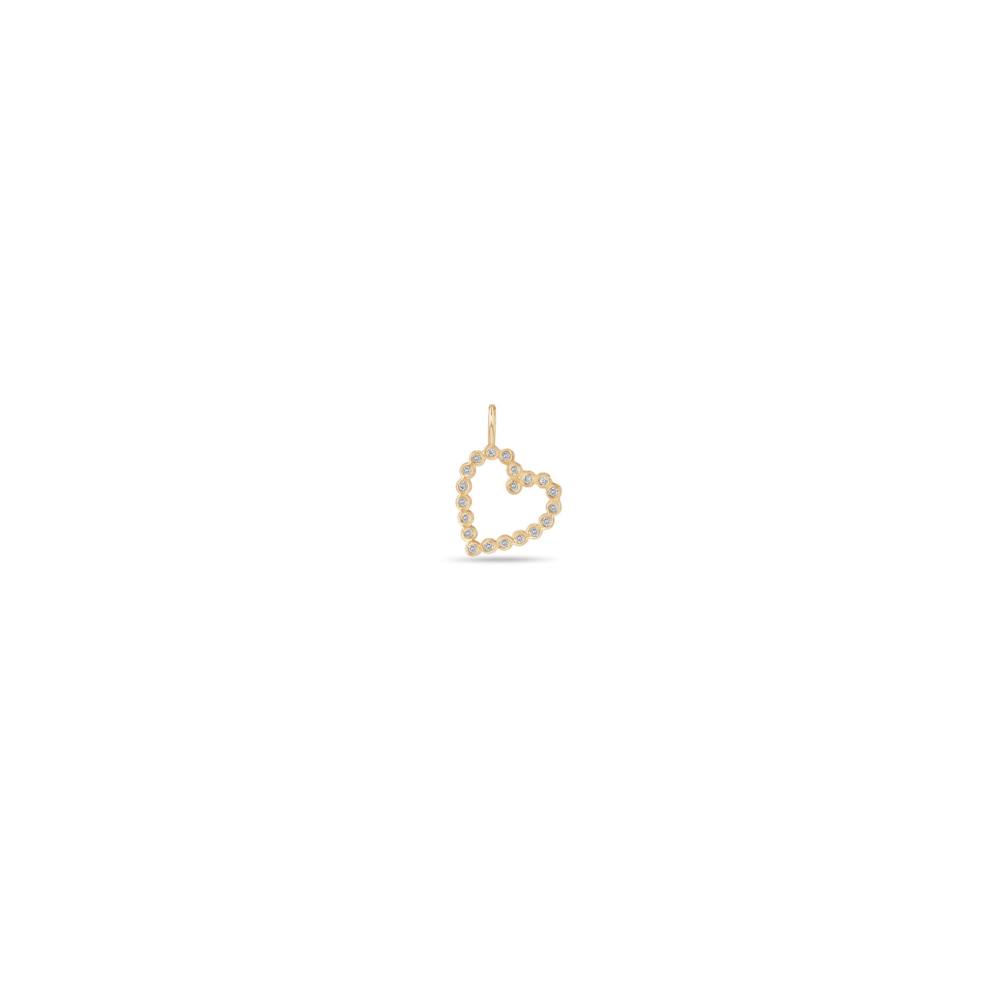 Zoë Chicco 14k Gold Small Diamond Bezel Angled Heart Charm Pendant