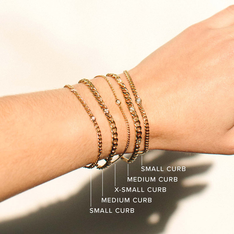Zoë Chicco 14kt Gold Medium Curb Chain Bracelet With Single Floating  Diamond – ZOË CHICCO