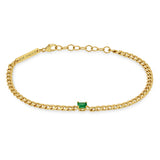 Zoë Chicco 14k Gold Emerald Cut Emerald Small Curb Chain Bracelet