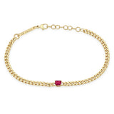 Zoë Chicco 14k Gold Emerald Cut Ruby Small Curb Chain Bracelet