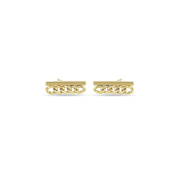14k Small Curb Chain & Gold Bar Studs - SALE