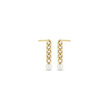 Zoë Chicco 14k Gold Tiny Pearl Small Curb Chain Drop Earrings