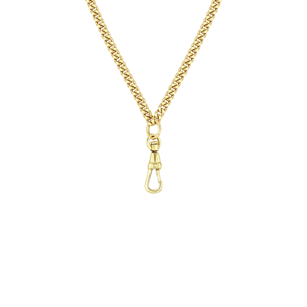 Zoe Chicco 14k Gold chain necklace with fob clasp on a transparent background