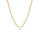 Zoë Chicco 14k Gold Circle Pendant Small Curb Chain Necklace
