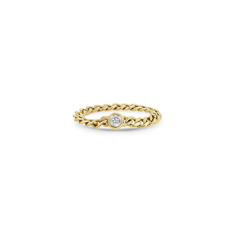 Zoë Chicco 14k Gold Floating Diamond Small Curb Chain Ring