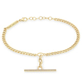 Zoë Chicco 14k Gold Mixed Small Curb & Medium Square Oval Chain Pavé Diamond Toggle Bracelet
