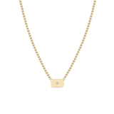 Zoë Chicco 14k Gold Horizontal Star Set Diamond Square Edge Dog Tag Necklace