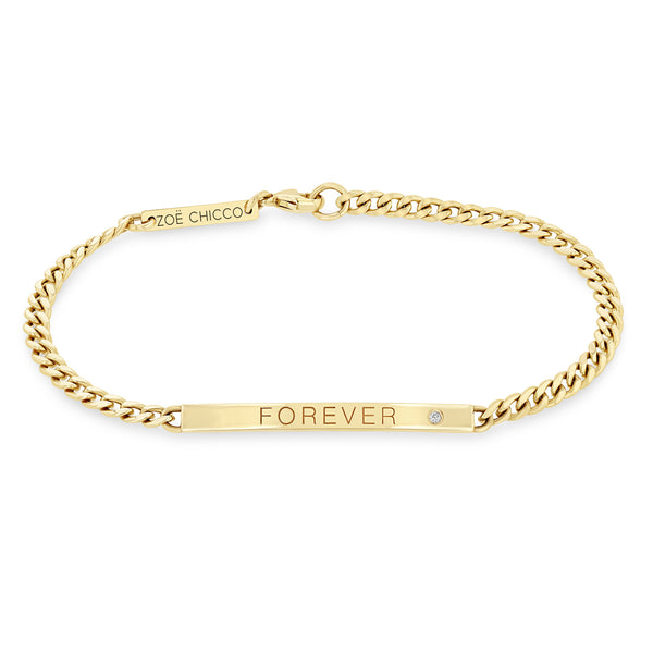 Zoë Chicco 14k Gold Small Curb Chain Personalized ID Bracelet with