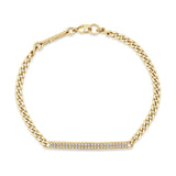 top down view of a Zoë Chicco 14k Gold Pavé Diamond ID Bar Small Curb Chain Bracelet