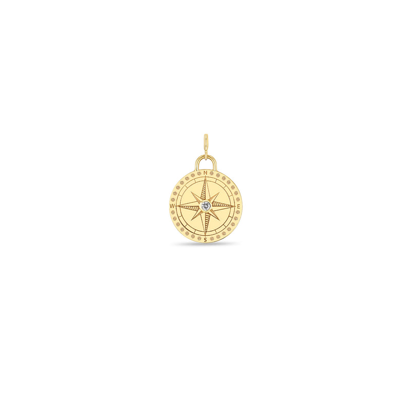 Zoë Chicco 14k Gold Small Compass Medallion Spring Ring Charm Pendant