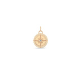 Zoë Chicco 14k Gold Small Compass Medallion Spring Ring Charm Pendant with Diamond Border