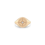 14k Diamond Compass Signet Ring