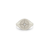 14k Diamond Compass Signet Ring