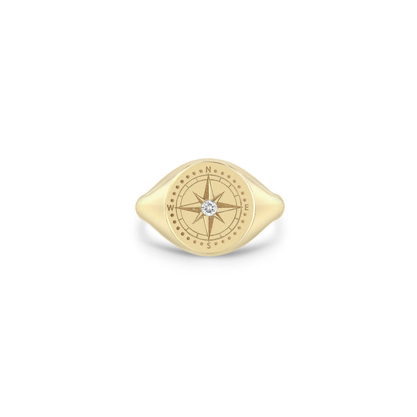 Zoë Chicco 14k Gold Diamond Compass Signet Ring