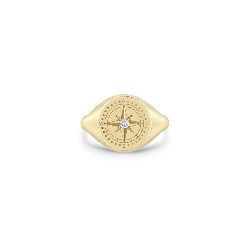 Zoë Chicco 14k Gold Diamond Compass Signet Ring