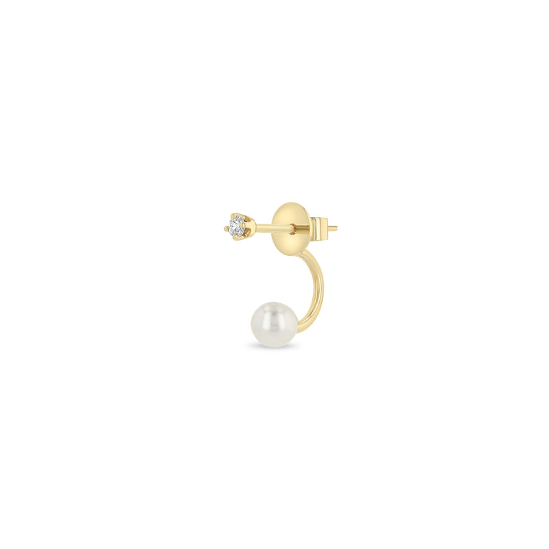 Single Zoë Chicco 14k Gold Diamond Stud with Pearl Jacket Earring
