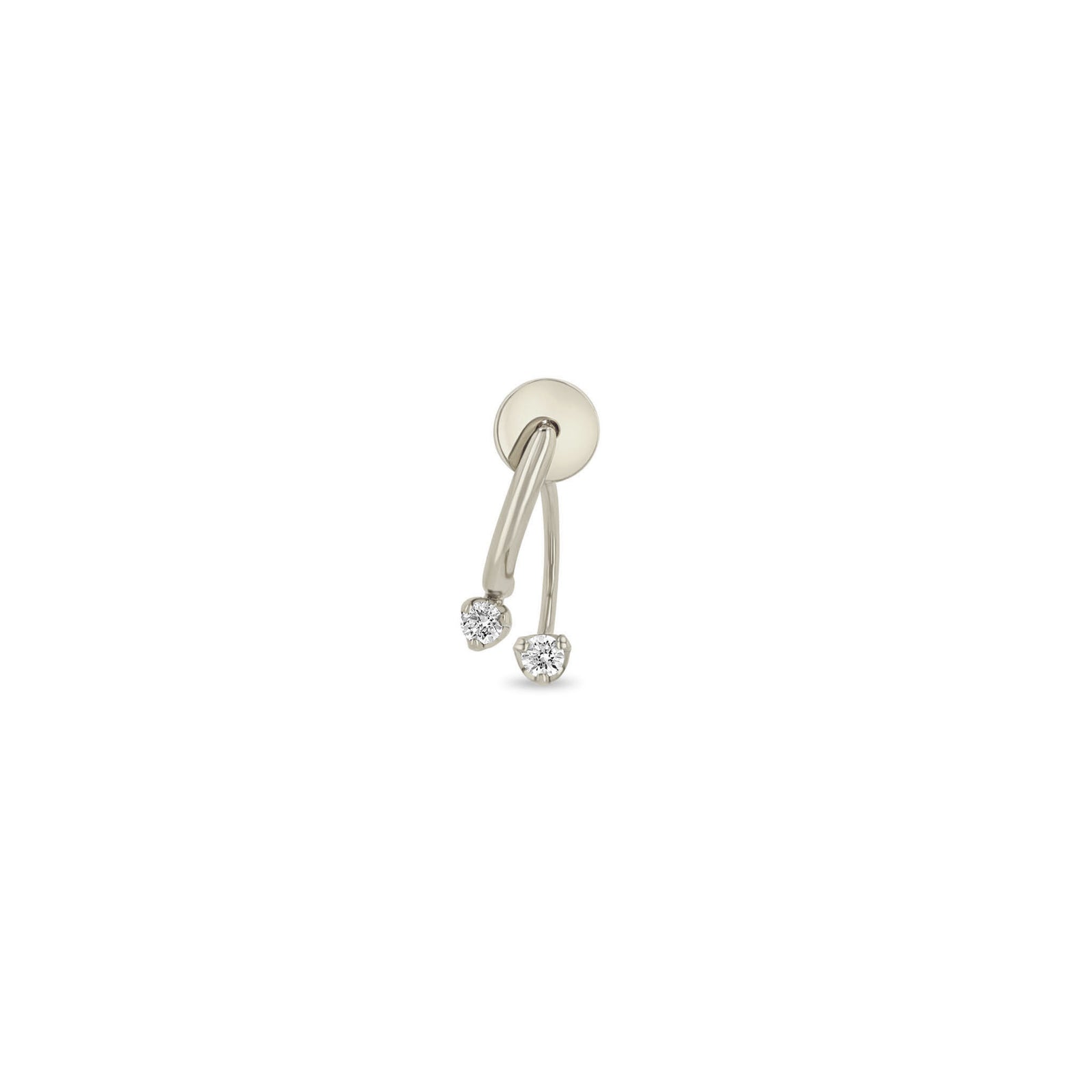 Zoe Chicco ピアス 14K ゴールド 14金 ダイヤモンド バー 片耳 Zoë Chicco 14k Gold Prong Diamond Curved Bar Drop & Jacket