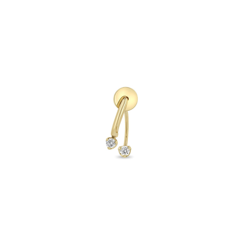 Single Zoë Chicco 14k Gold Prong Diamond Curved Bar Drop & Jacket Earring