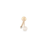 Single Zoë Chicco 14k Gold Prong Diamond Curved Bar Drop & Pearl Jacket Earring