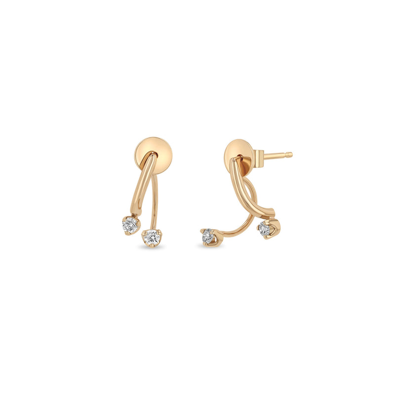 Zoë Chicco 14k Gold Prong Diamond Curved Bar Drop & Jacket Earrings