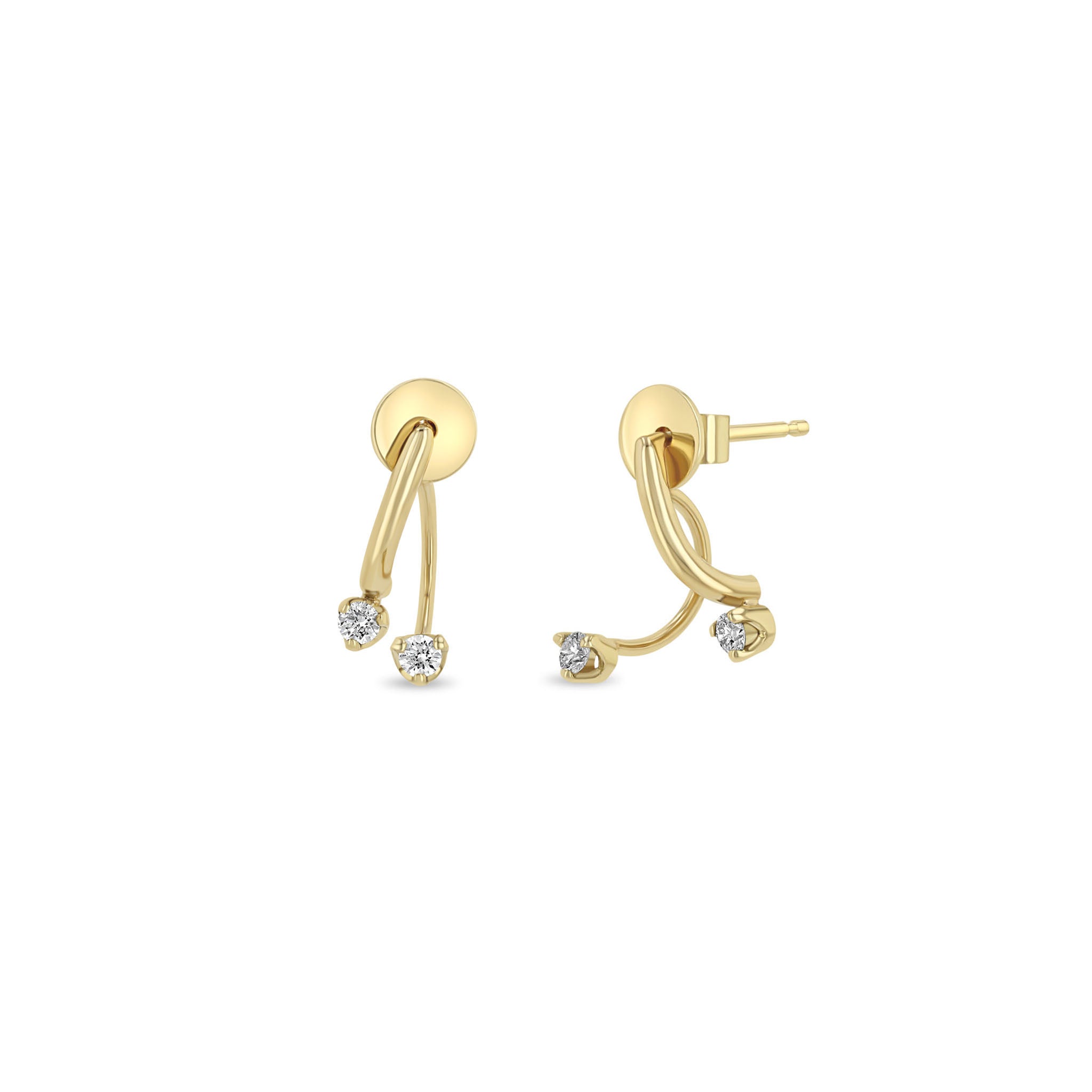 Zoë Chicco 14k Gold Prong Diamond Curved Bar Drop & Jacket Earrings